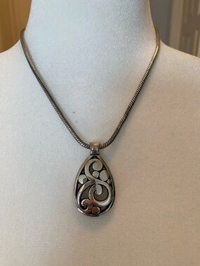 BRIGHTON Silver Openwork Teardrop Pendant Necklace